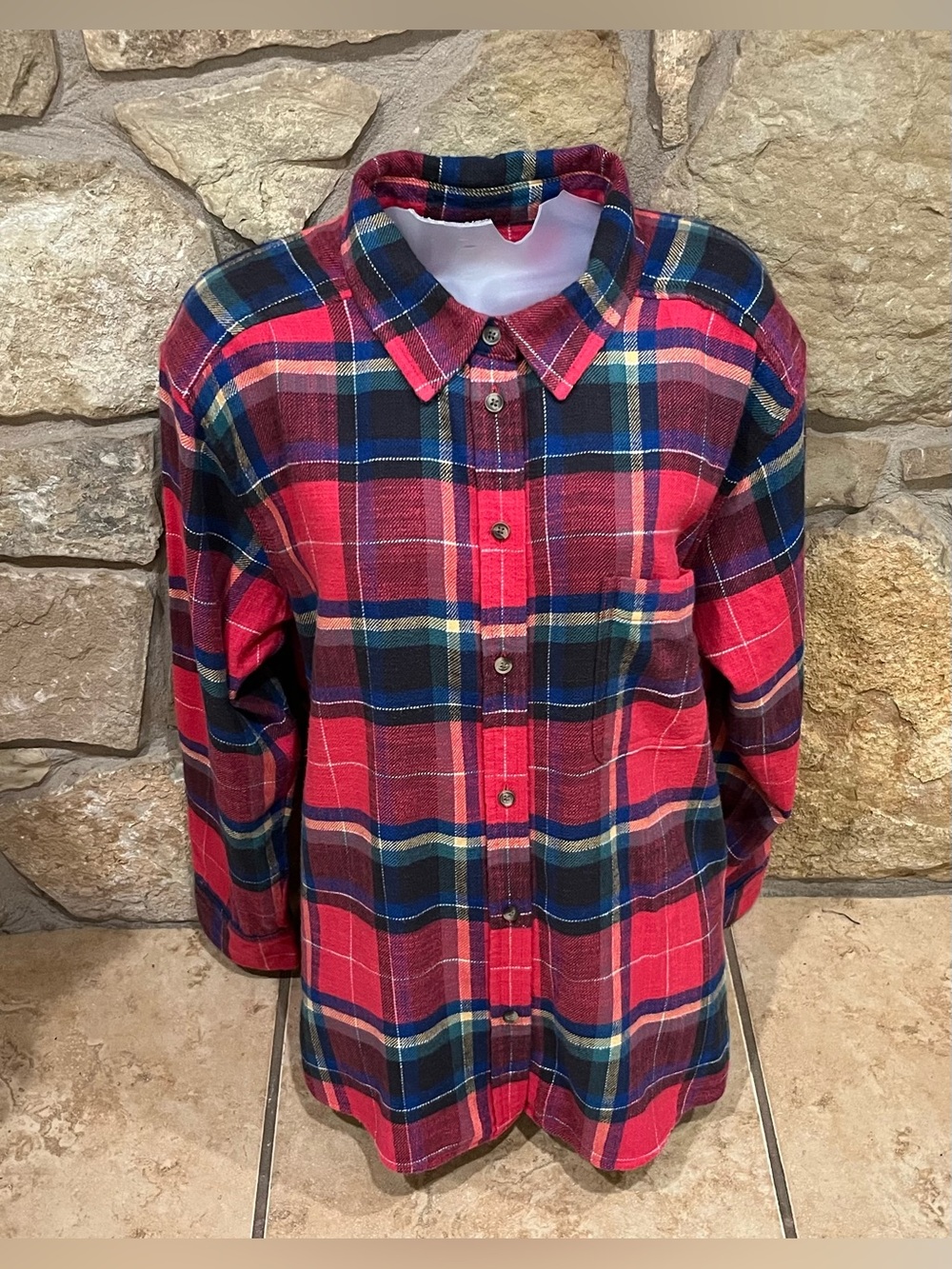 American Eagle Classic Plaid Flannel Shirt Boyfriend Fit Sz Medium Cabincore